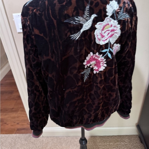 Johnny Was Black Bomber Jacket with Floral Embroidery - Picture 13 of 16